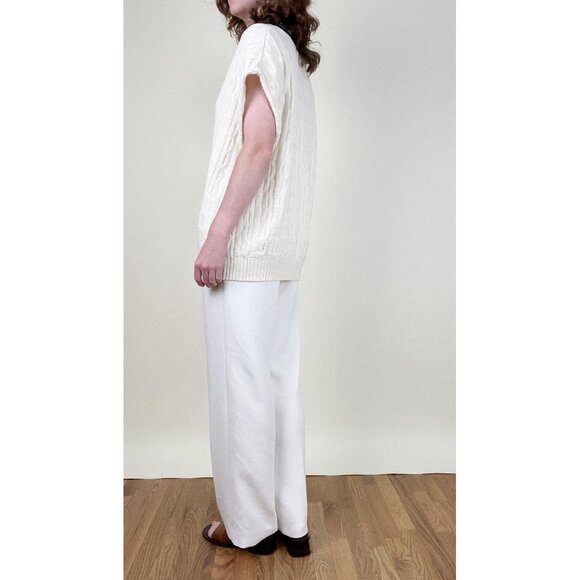 Vintage Cable Knit Sweater Vest Oversized Relaxed Fit Slouchy Preppy Tennis Prep - Picture 3 of 6